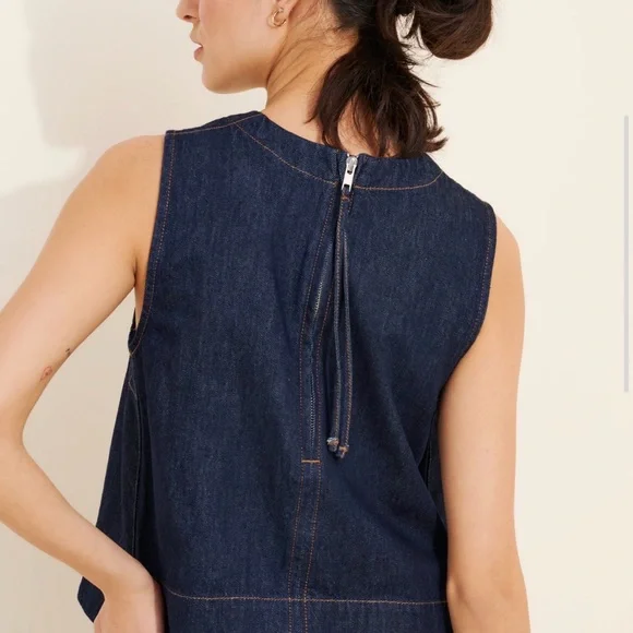 Madewell Boxy Denim Shell Top Medium sz 8 - Picture 3 of 8